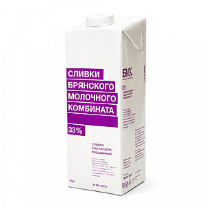 Молочные сливки 33% БМК, 1 л